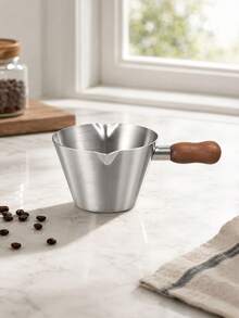 Haus Hana 1PC Stainless Steel Espresso Measuring Cup With Walnut Wood Handle, Dual Spout Coffee Shot Cup With Clear Scale, 3 Colors Small Milk Frothing Pitcher For Espresso Machine, Kitchen Baking & Home Cafe Coffee Bar Accessories - Multicolor - View 4