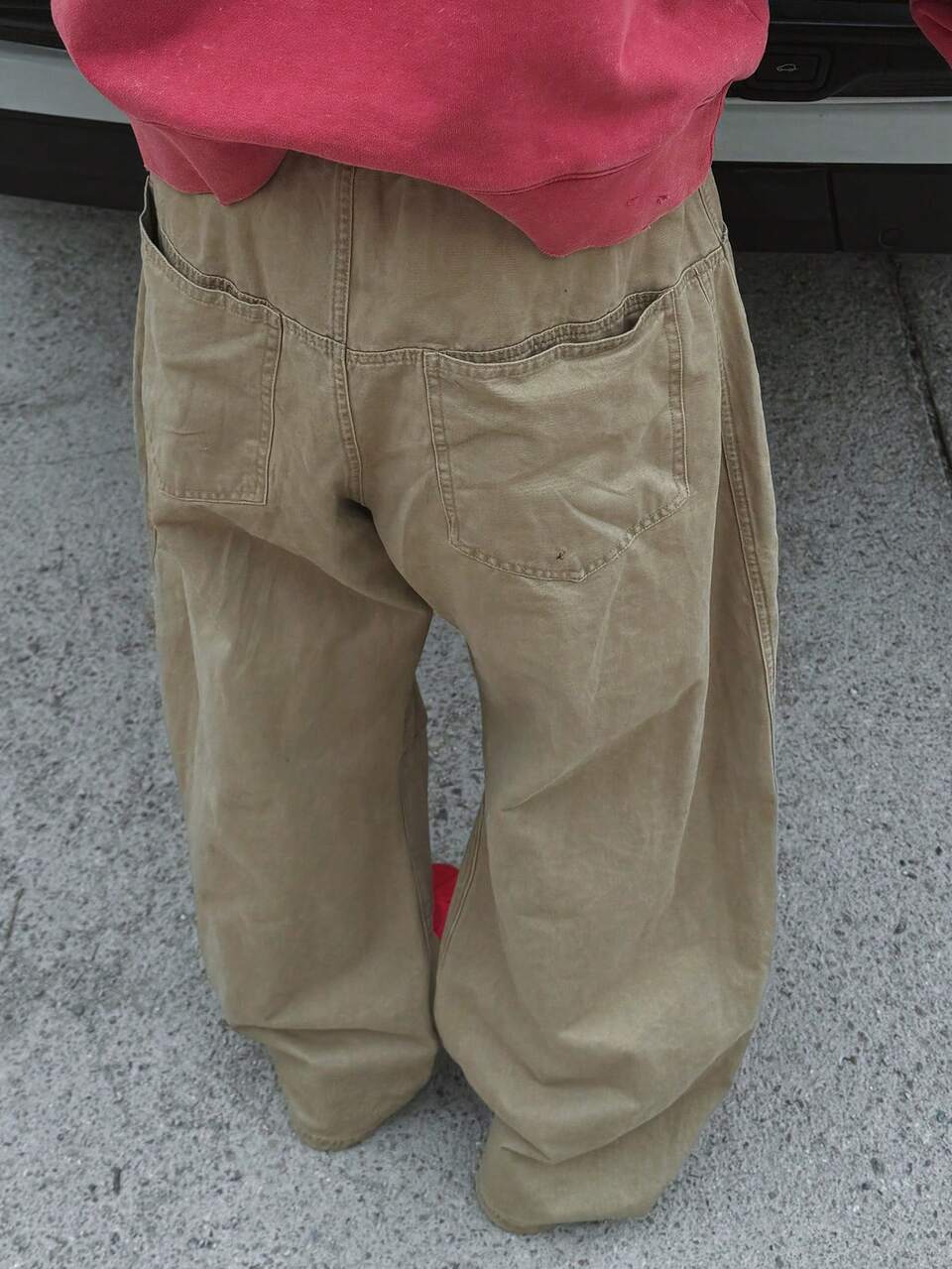 Men's Solid Color Pocket Button Casual Versatile Daily Wear Curved Hem Pants