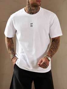 DAZY Men's White T-Shirt With Letter Embroidery Design Summer - White - View 3