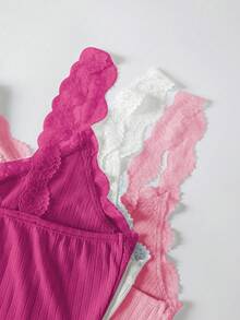 Lowkey Lull 6pcs Women's Solid Color Lace Cami Top & Shorts Pajama Set - Multicolor - View 3