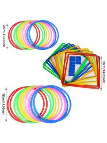 POKOJA LAND 1pc Outdoor Agility Exercise Set Vibrant Dopamine Colors High Flexibility Sports Grid Set Non Deformation Jumping Rings Set Sensory Motor Training Equipment For Backyard Lawn Game - Multicolor - View 4