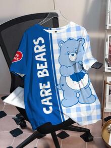 SHEIN X Care Bears 大尺碼女款字母印花圓領短袖T恤 - 白色 - 查看 3