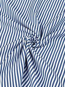 GlowEve CURVE Women's Fashion Elegant A-Line Striped Skirt With Elastic Waistband, Invisible Zipper And Metal Button, Suitable For Daily, Commuting And Business Wear - Blue - View 6
