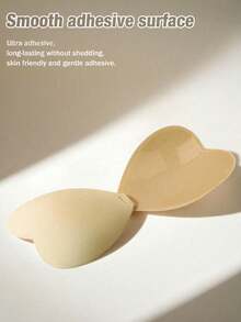 SHEIN Heart Shaped Invisible Nipple Cover, Waterproof, Sweatproof, Seamless Push Up Bra Pasties - Apricot - View 5