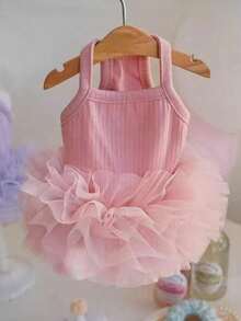 PETSIN 1PC Spring Summer Tulle Puff Princess Dress, Cool Suspender Skirt For Dogs Cats Teddy Pomeranian - Pink - View 9