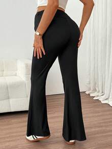 SHEIN Maternity Casual Versatile Solid Color Leggings,Autumn Outfit For Women - Black - View 2