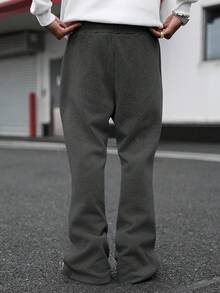 PAVTROS Men's Fashion Versatile Drawstring Waist Cross Embroidery Sweatpants With Pockets - Dark Grey - View 7
