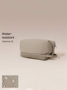 GLOWMODE Bolsa de aseo impermeable CompactGo pequeña de 3L, bolsa de viaje resistente al agua con compartimento con cremallera, base antideslizante, ligera, organizadora para viajes, gimnasio y transporte - Caqui - Ver 1