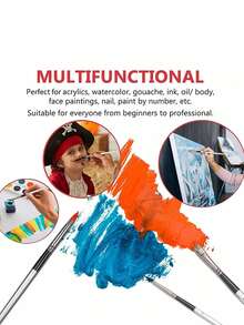 24Pcs Gray Nylon Multifunctional Paintbrush Set For Watercolor Acrylic Oil Painting, Art Supplies For Artists Beginners Holiday Gift - multicolor - View 5