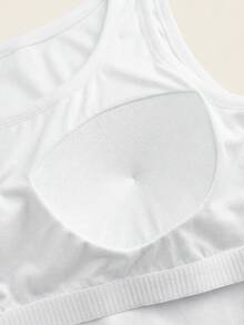 Slaydiva Casual Minimalist White Plus Size Padded Tank Top Suitable For Summer - White - View 3