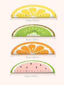 Joivida 1/4Pcs Creative Fruit Pattern Wooden Ruler, Vibrant Exquisite Design, Perfect Gift For Classroom Rewards & Birthday, Ideal For School Home Decoration - multicolor - View 4