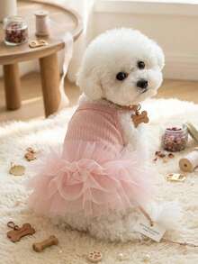 PETSIN 1PC Spring Summer Tulle Puff Princess Dress, Cool Suspender Skirt For Dogs Cats Teddy Pomeranian - Pink - View 2