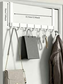 1pc Over-The-Door Hanger Rack, Wall-Mounted Clothes Hanger Hook, Garment Storage Shelf, Door Back Organizer Rack, Suitable For Bedroom And Bathroom - White - View 9