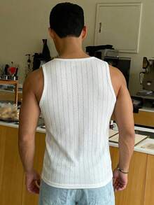 DAZY 白色紋理面料修身男士背心 - 白色 - 查看 2