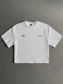 Manfinity Roghcode Camiseta de manga corta holgada y corta de talla estándar para hombre con estampado gráfico de moda de piloto de carreras F1 - Gris Claro - Ver 2