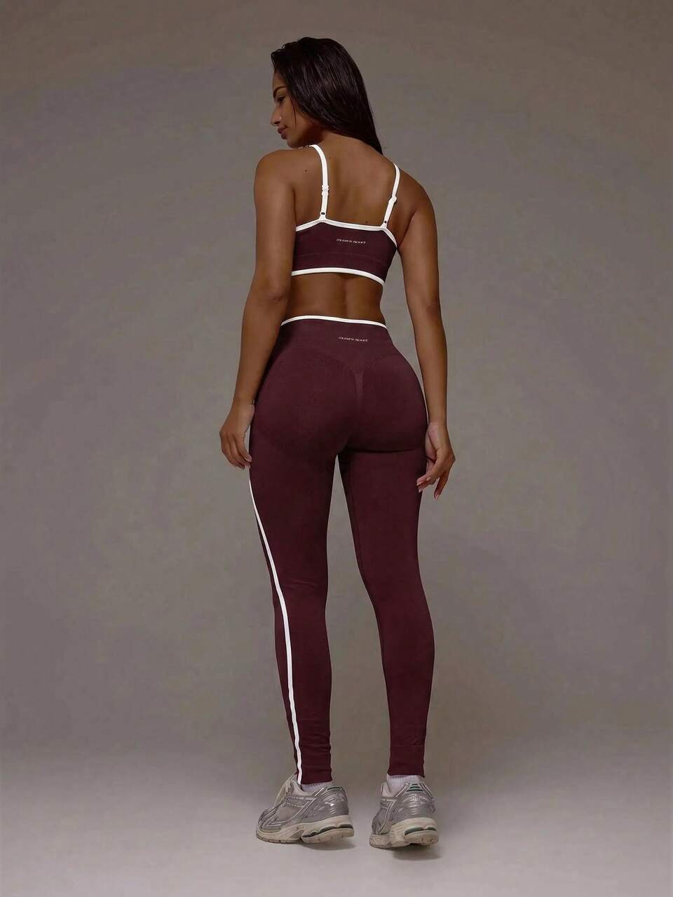 Contrast Ribbed Seamless Sports Bra Only Active Co-Ord Workout Gym Pilates Fitness Daily Casual Smoky Quartz Summer