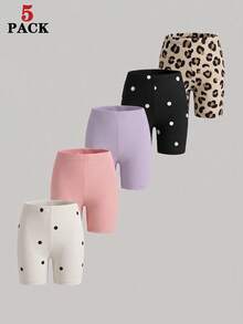 5 Sets Cute Girls Legging Fabric Machine Washable Smooth Skin Friendly Comfortable Fit - Multicolor - View 3