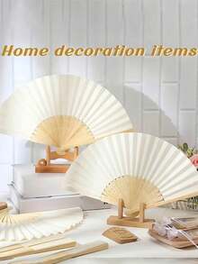 3/15/30/60Pcs Blank White Paper Hand Fan Set, Bamboo Ribs Folding Hand Fans With Organza Gift Bags & Thank You Tags, DIY Blank Foldable Paper Fans For Wedding Party Favors, Bridal Shower, Summer Outdoor Events, Guest Souvenirs, Painting & Craft Decor - multicolor - View 8