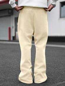 PAVTROS Men's Casual Loose Cross Embroidery Sweatpants - Apricot - View 7