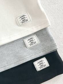 SHEIN 兒童 Young Bo 極簡百搭丹寧圓領短袖T恤與寬鬆長褲3件套 6件/包 - 灰色 - 查看 4