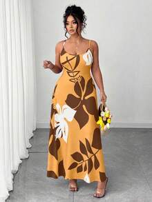 SHEIN LUNE 大尺碼女款優雅時尚個性化百搭休閒通勤長版印花針織洋裝 - 彩色 - 查看 7