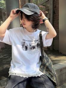 DAZY Women's Loose Casual Graphic Streetwear Round Neck Printed T-Shirt, Spring Summer White Back-To-School School - White - View 8