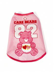 SHEIN X Care Bears 1件可愛卡通印花寵物背心，運動背心，貓狗通用，尺寸XXS至XXXXXL，特小號至特大號，護理熊、愛心熊、憤怒熊、分享熊、彩虹熊 - 玫粉色 - 查看 5