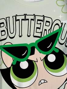 THE POWERPUFF GIRLS X SHEIN 大尺碼女款圓領短袖T恤 - 白色 - 查看 4