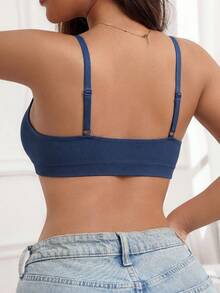 SHEIN 1件女款無縫內衣 - 藍色 - 查看 4