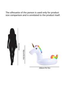 1 Piece Inflatable Floatation Board Inflatable Ride Rainbow Unicorn Adult Water Reclining Chair Seat (Ear Shape Random) - Multicolor - View 3