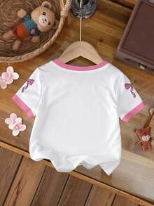 THE POWERPUFF GIRLS X SHEIN Maglietta estiva casual da ragazza con stampa a cartoni animati, girocollo, maniche corte - Bianco - Visualizzare 2