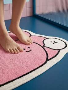 Joivida Funny Clock-Shaped Absorbent Bath Mat, Asymmetrical Cartoon Design, Available In "Lucky Clock" & Other Styles, Made Of Soft Faux Cashmere/Crystal Velvet, Sizes From 50*70cm To 90*130cm, Non-Slip & Water-Absorbent, Ideal For Bathroom, - multicolor - View 5