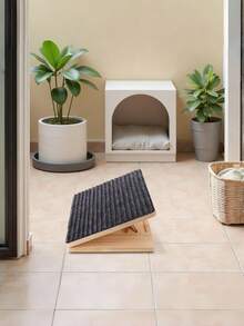 1 pieza Rampa escalón plegable ajustable de madera maciza para perros, tamaño único, con alfombra antideslizante, soporte triangular para perros pequeños y mayores, uso interior, sin montaje requerido, rampa doméstica para mascotas para movilidad en escaleras - Multicolor - Ver 8