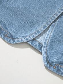 GlowEve Women's Single-Breasted Vest And Shorts Casual Denim Set - Baby Blue - View 5