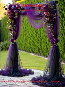 1pc Deep Purple Sheer Fabric Wedding Arch - Large Romantic Voile Decor, Suitable For Ceremony, Reception And Party Decorations, Perfect Choice For Wedding Season And Party Decorations - Dark Purple - View 15