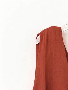 Linhara Atasan Tank Top Camisole Ruffle Dua Lapis Vintage Manis untuk Liburan Pantai Musim Semi/Panas Wanita Ukuran Plus - Rust Brown - View 4