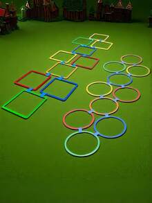 POKOJA LAND 1pc Outdoor Agility Exercise Set Vibrant Dopamine Colors High Flexibility Sports Grid Set Non Deformation Jumping Rings Set Sensory Motor Training Equipment For Backyard Lawn Game - Multicolor - View 6