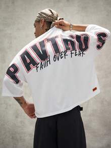 PAVTROS Men's Letter Print Round Neck Short Sleeve T-Shirt - White - View 7