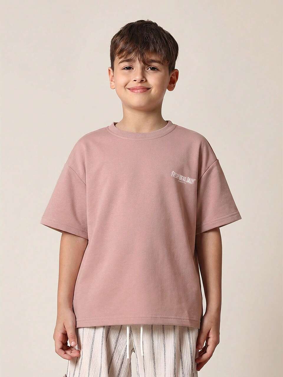 Camiseta de Manga Curta com Gola Careca e Estampa de Limão Positano para Meninos, Camiseta Gráfica Fresca de Veraneio Cítrica para o Dia a Dia