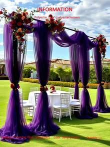 1pc Deep Purple Sheer Fabric Wedding Arch - Large Romantic Voile Decor, Suitable For Ceremony, Reception And Party Decorations, Perfect Choice For Wedding Season And Party Decorations - Dark Purple - View 16