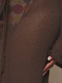 MUSERA Curve Black Maxi Dress Beach Cover Up - Brown - View 5