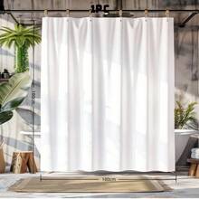 1 pieza Cortina de ducha blanca impermeable & resistente al moho de diseño simple - Blanco - Ver 10