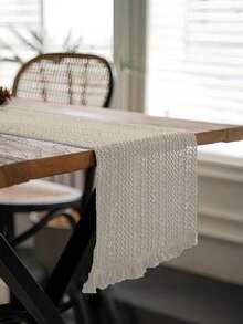 1PC  Boho Table Runner Macrame Table Runners For Home Decor ,Macrame Table Runner With Tassels For Boho Dining Bedroom Decor Rustic Bridal Shower,Farmhouse Rustic Table Runner,Place Mat,Thanksgiving Christmas Home Decor (Multiple Sizes Available) - White - View 12