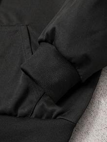 Manfinity Hypemode Men's Solid Color Long Sleeve Zip-Up Casual Hoodie - Black - View 6