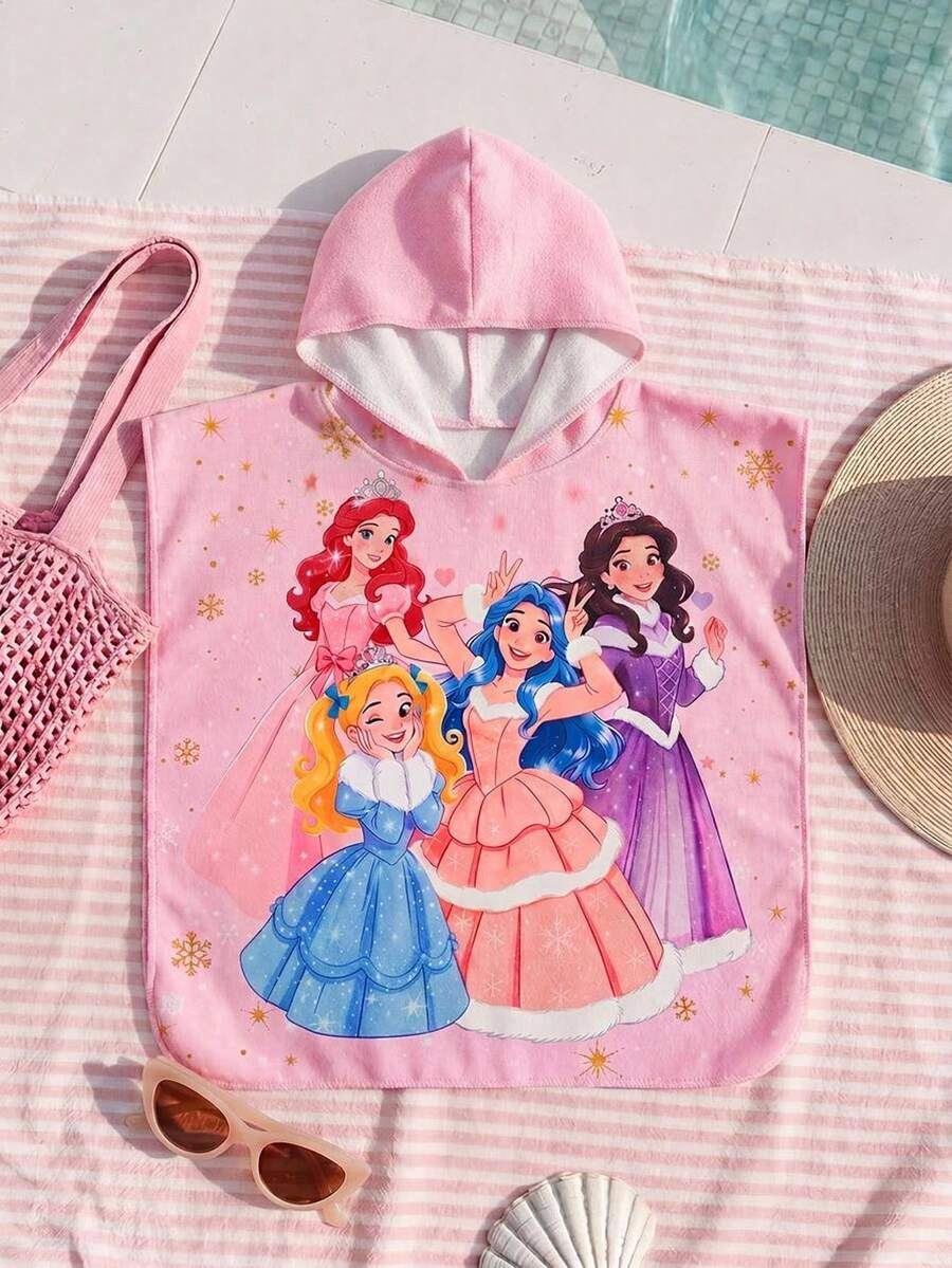 SHEIN 女婴可爱印花连帽罩衫，适合度假、海滩、泳池等各种场合，四季皆宜。 - 粉色 - 查看 1