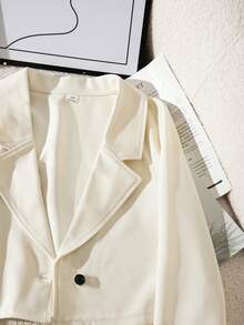 Tween Girl Spring/Autumn Casual Versatile Solid Color Jacket - White - View 4