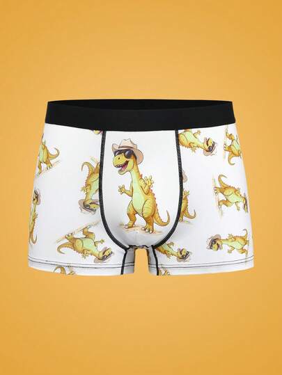 Notgurli Bóxer tipo brief para hombre estilo europeo y americano con estampado de vaquero occidental y Tyrannosaurus Rex