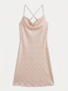 lacRébo Red And White Polka Dot Spaghetti Strap Midi Dress Cute Summer Evening Out Garden Party Tea Party French Romantic - Apricot - View 6
