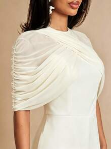 Silquee Women's Elegant Mesh Shawl Jumpsuit Summer Elegant Casual Luxury Formal Festival Party - Apricot - View 6