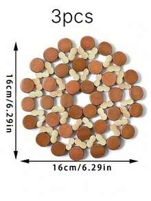 5/3/1pc Wooden Heat Insulation Coasters, Placemats, Anti-Scald Pads, Tabletop Cup Mats, Dishware Coasters, Non-Slip Pads, Pot Holders, Bowl Pads, Tabletop Mats, Heat Resistant, Washable, Easy To Clean, Wipe-Able, Suitable For Room Decor, Dining - View 12